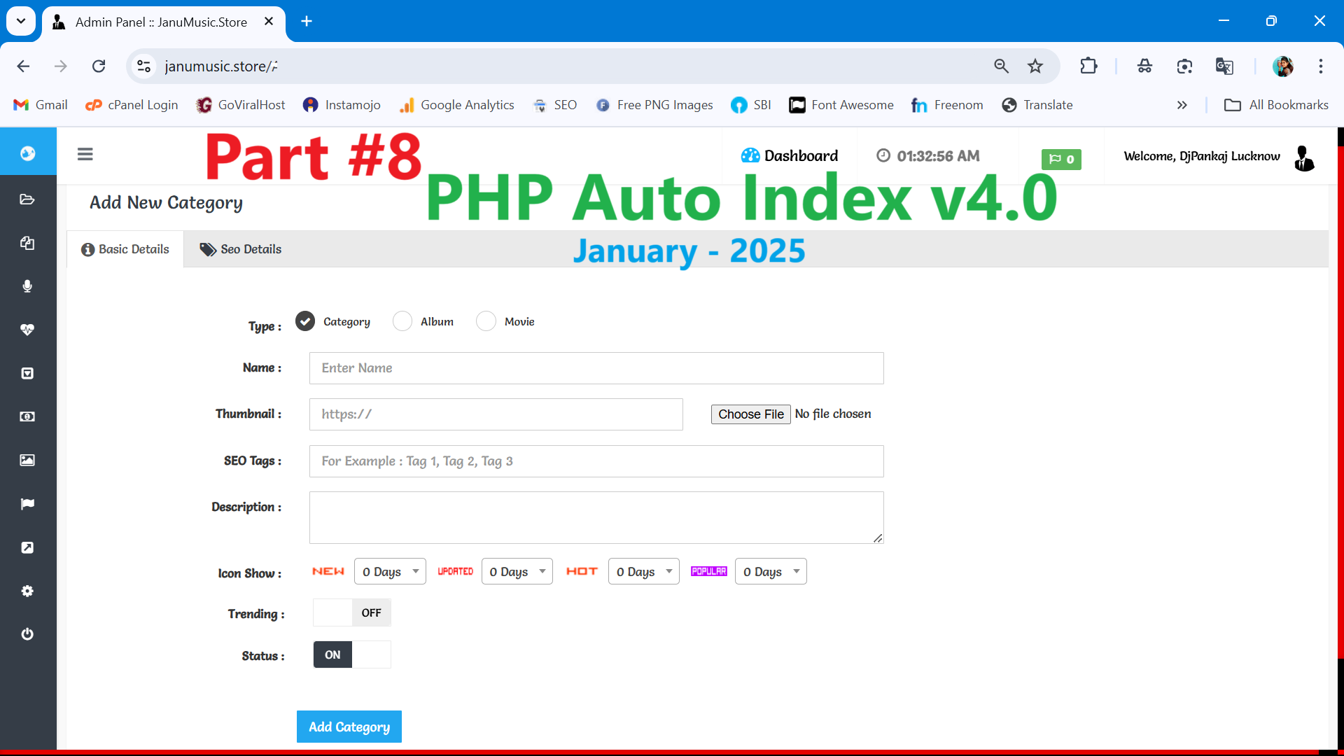 Category Section - Add Edit Category In Auto Index Script V4.0 { 2025 } - Part 8